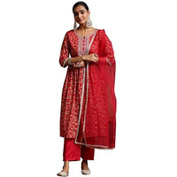 Libas Women's Georgette Kurta Sets (27378_Red