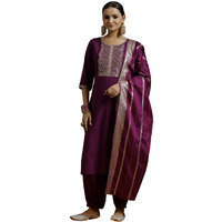 Libas Gerua Women's Silk Blend Kurta Sets (35650_Purple