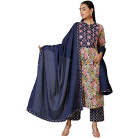 Libas Womens Printed Cotton Straight Kurta With Trousers And Dupatta