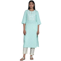Libas Women's Viscose Rayon Woven Design Straight Kurta (29022 Light Blue