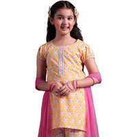 Libas Girl's Cotton Kurta Set (90052K_Yellow