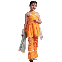 Libas Girl's Cotton Kurta Set (90045K_Mustard