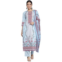 Libas Womens Printed Crepe Straight Kurta With Trousers And Dupatta