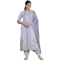 Libas Womens Printed Crepe Straight Kurta With Salwar And Dupatta