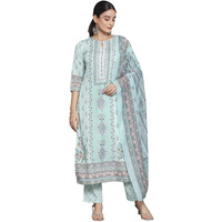 Libas Womens Printed Crepe Straight Kurta With Trousers And Dupatta