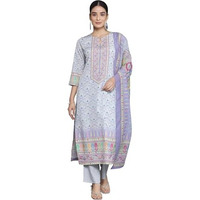 Libas Womens Printed Crepe Straight Kurta With Trousers And Dupatta