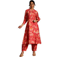 Libas Women's Silk Blend Printed Co-Ords (35728_Coral