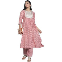 Libas Womens Printed Silk Blend A-Line Kurta With Palazzos
