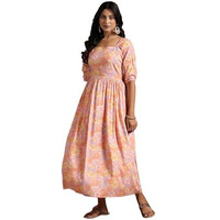 Libas Women's Rayon Fit And Flare Maxi Dress (29080_Peach