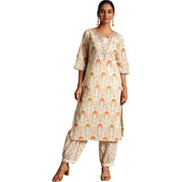 Libas Womens Printed Cotton Straight Kurta With Salwar