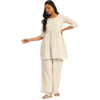 Libas Womens Embroidered Cotton Co-Ord Set For Women