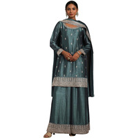 Libas Women's Silk Blend Kurta Set (27619_Grey