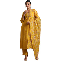 Libas Women's Silk Blend Kurta Set (27676_Mustard_Xs)
