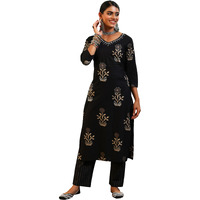 Libas Womens Printed Cotton Straight Kurta With Trousers