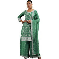 Libas Women's Silk Blend Kurta Set (27743_Green