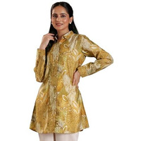 Libas Women's Silk Blend Printed Straight Kurtis (37205_Mustard
