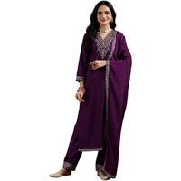 Libas Womens Yoke Design Silk Blend Straight Kurta With Trousers And Dupatta