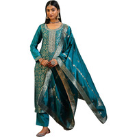 Libas Women's Silk Blend Kurta Set (48599_Rama Green