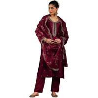 Libas Women's Silk Blend Kurta Set (48604_Maroon