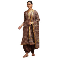 Libas Women's Cotton Kurta Sets (36666O_Brown_S)