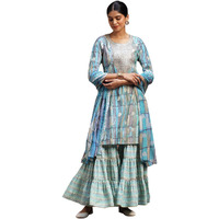 Libas Women's Silk Blend Kurta Set (36693O_Blue