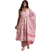 Libas Pink Pure Cotton Printed Kurta Sets For Women