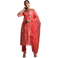Libas Women's Organza Kurta Sets (48671_Coral_Xs)