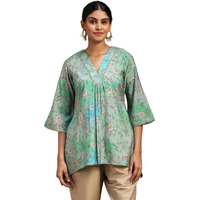 Libas Women's Silk Blend Regular Kurti (29112O_Green