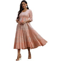 Libas Women's Cotton A-Line Midi Dress (29163_Orange