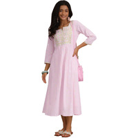 Libas Women's Cotton A-Line Maxi Dress (37217_Pink