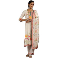 Libas Women's Cotton Blend Kurta Set (48732_Off White