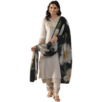 Libas Women's Cotton Blend Kurta Set (48734_Grey_M)