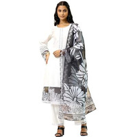 Libas Womens Solid Silk Blend Straight Kurta With Trousers And Dupatta
