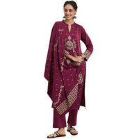 Libas Women's Wool Blend Woven Design Kurta Set (48797W_Pink