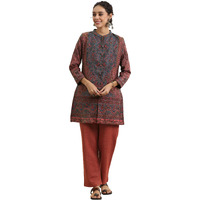 Libas Womens Woven Design Wool Straight Kurta With Palazzos