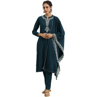 Libas Women's Wool Blend Kurta Set (48759W_Teal Blue