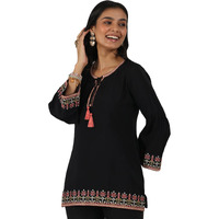 Libas Women's Silk Blend Straight Kurti (29180O_Black