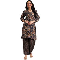 Libas Womens Printed Silk Blend Straight Kurta With Palazzos