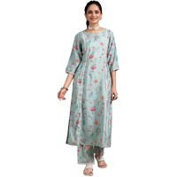 Libas Women's Silk Blend Printed Kurta Set (36767O Blue