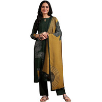 Libas Womens Printed Silk Blend Straight Kurta With Trousers And Dupatta