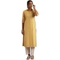 Libas Women's Cotton Straight Kurta (29196_Yellow