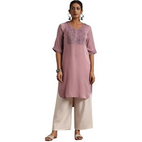 Libas Women's Polyester Yoke Design Straight Kurta (29204 Lavender