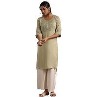 Libas Women's Polyester Yoke Design Straight Kurta (29205 Green