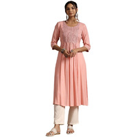 Libas Women's Viscose Rayon Yoke Design Regular Kurta (29210 Peach
