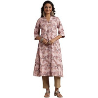 Libas Women's Cotton Printed A-Line Kurtas (29222_Pink