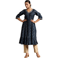 Libas Women's Silk Ethnic A-Line Kurta (29229 Blue