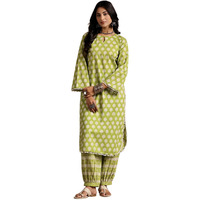 Libas Womens Printed Cotton Straight Kurta With Salwar