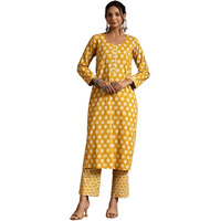 Libas Womens Printed Cotton A-Line Kurta With Trousers
