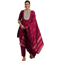 Libas Women's Silk Blend Kurta Set (Gs941_Maroon