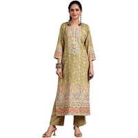Libas Women's Crepe Printed Straight Kurtas (29242O_Mustard
